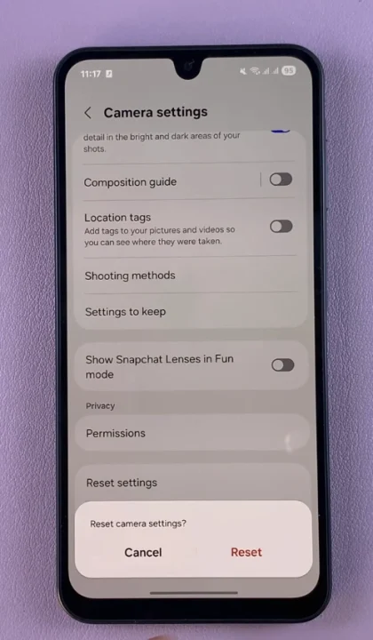 Reset Camera Settings On Samsung Galaxy A17 5G