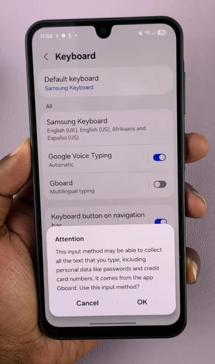 Turn ON Gboard On A17 5G