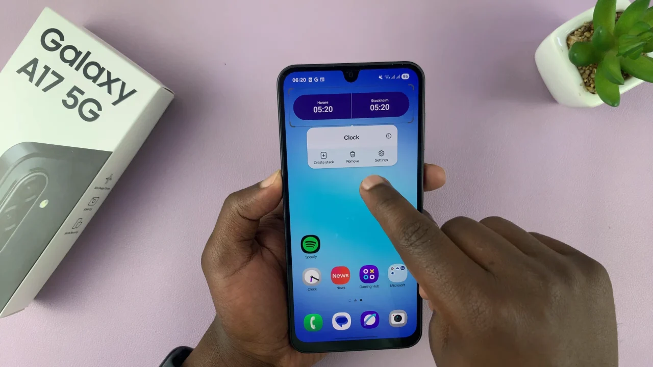 How To Customize Dual Clock Widget On Galaxy A17 5G Home Screen