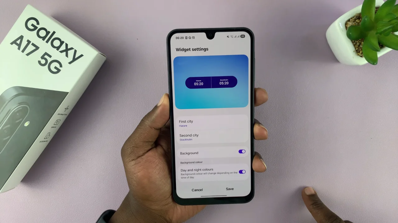 How To Customize Dual Clock Widget On Galaxy A17 5G Home Screen