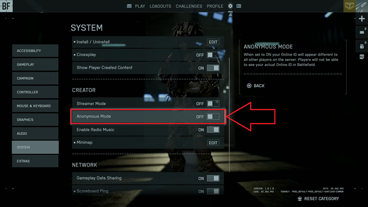 Disable Anonymous Mode In Battlefield 6