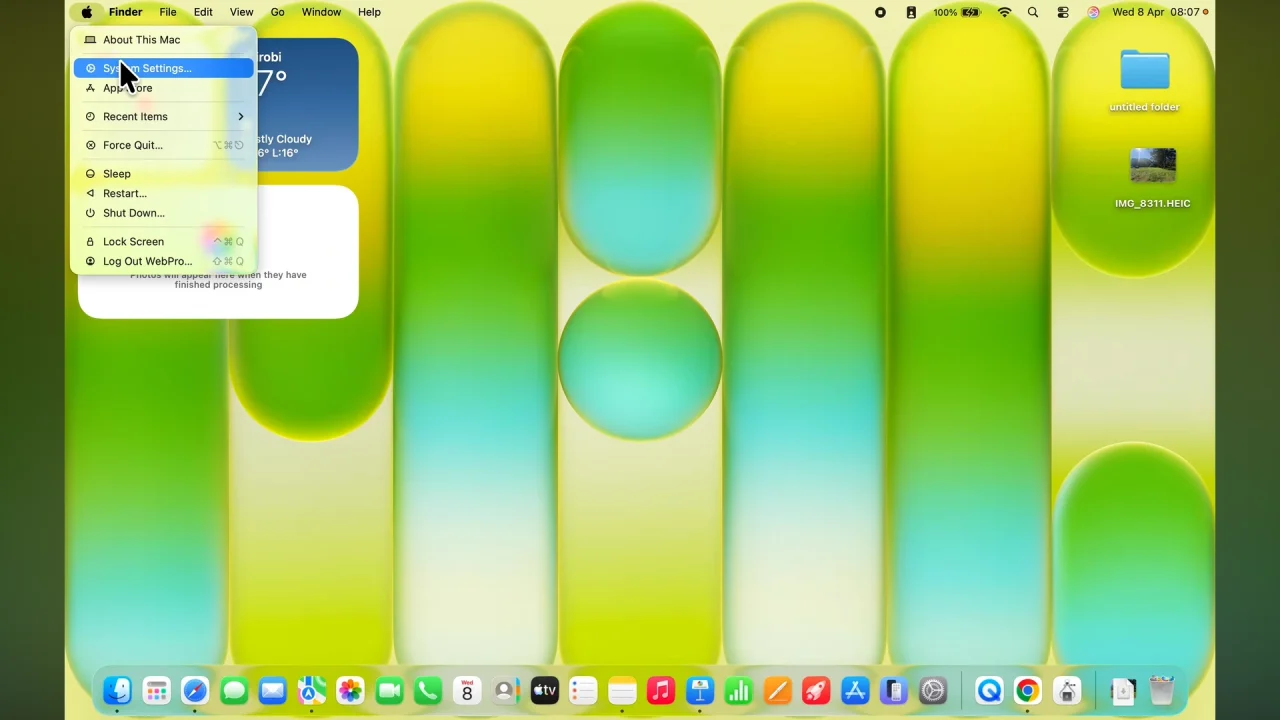 System Settings On MacBook Neo