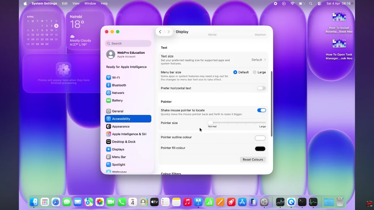 How To Change Mouse Pointer Size On MacBook Neo