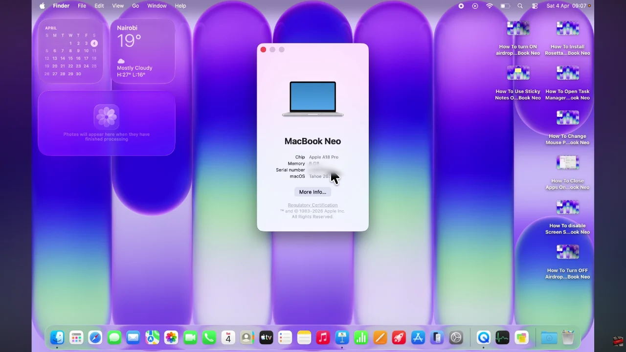 How To See Serial Number On MacBook Neo