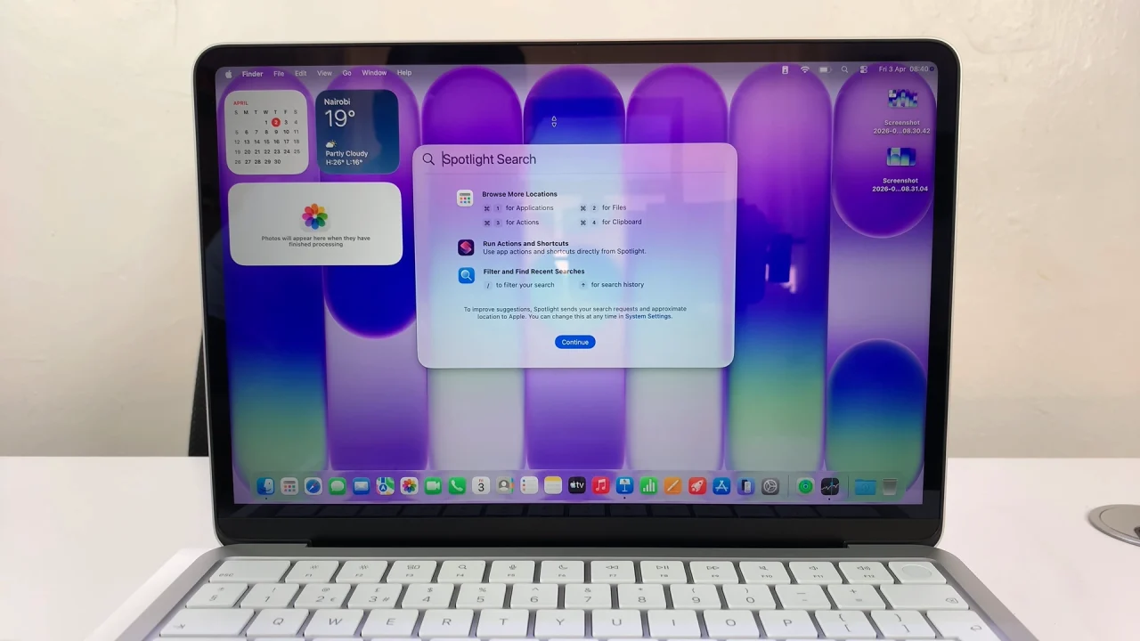 Spotlight Search On MacBook Neo