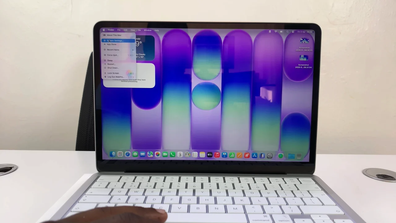 System Settings On MacBook Neo