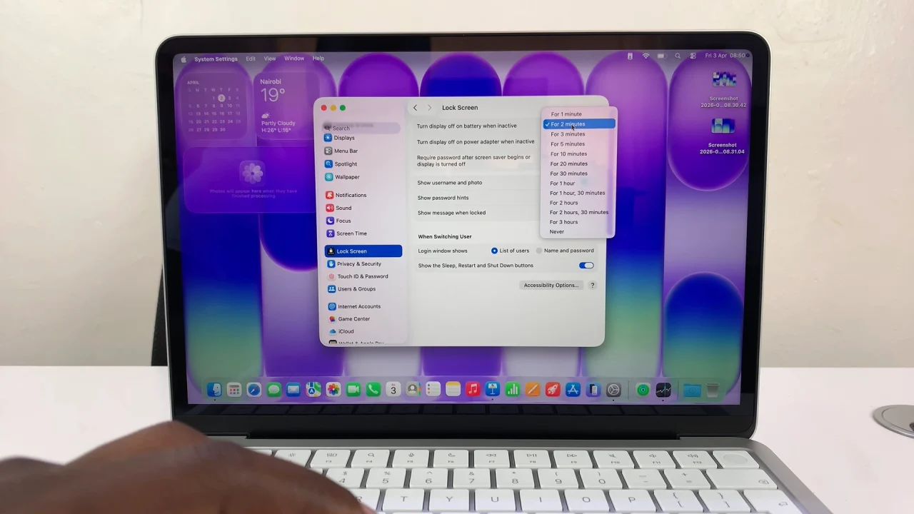 Adjust Screen Timeout Period On MacBook Neo