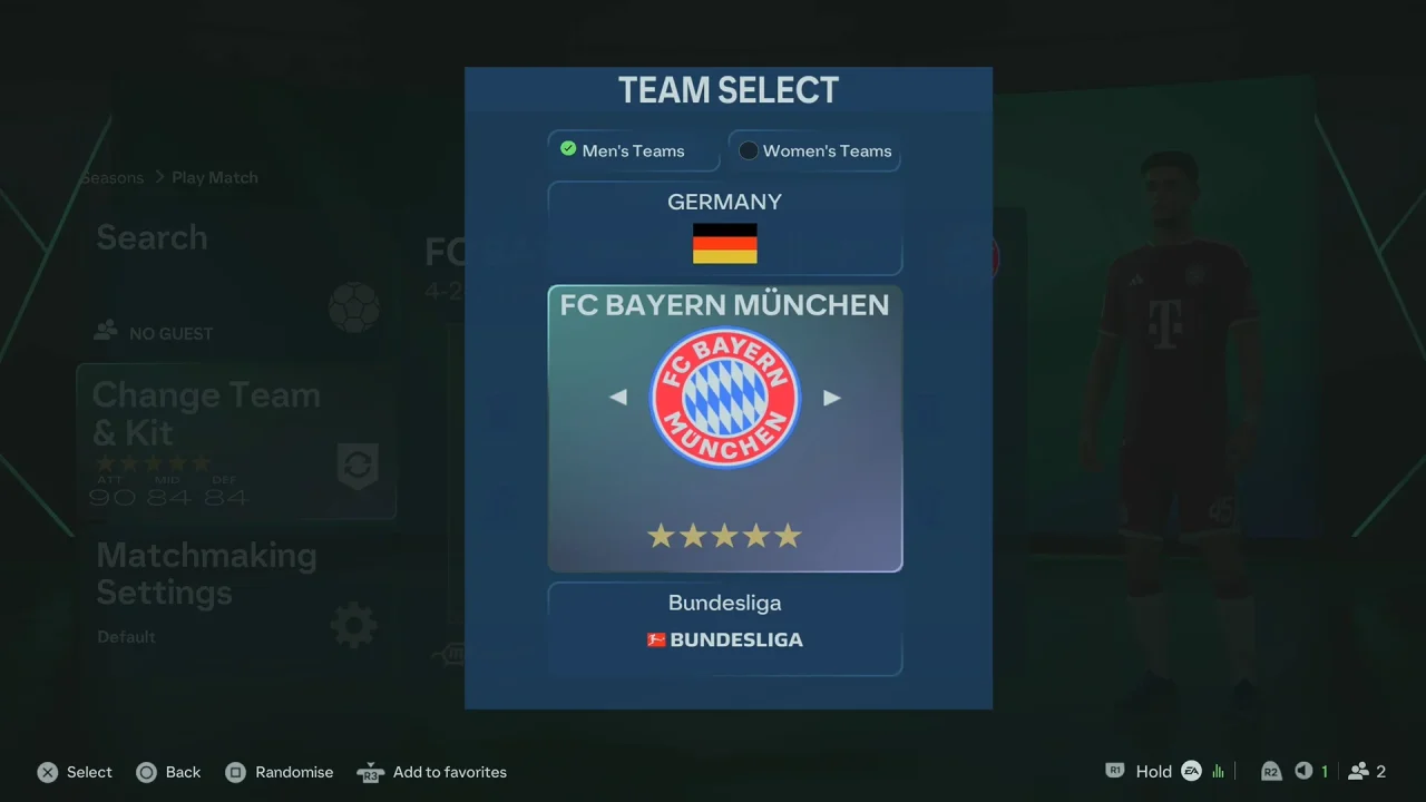 Select Team In FC 27